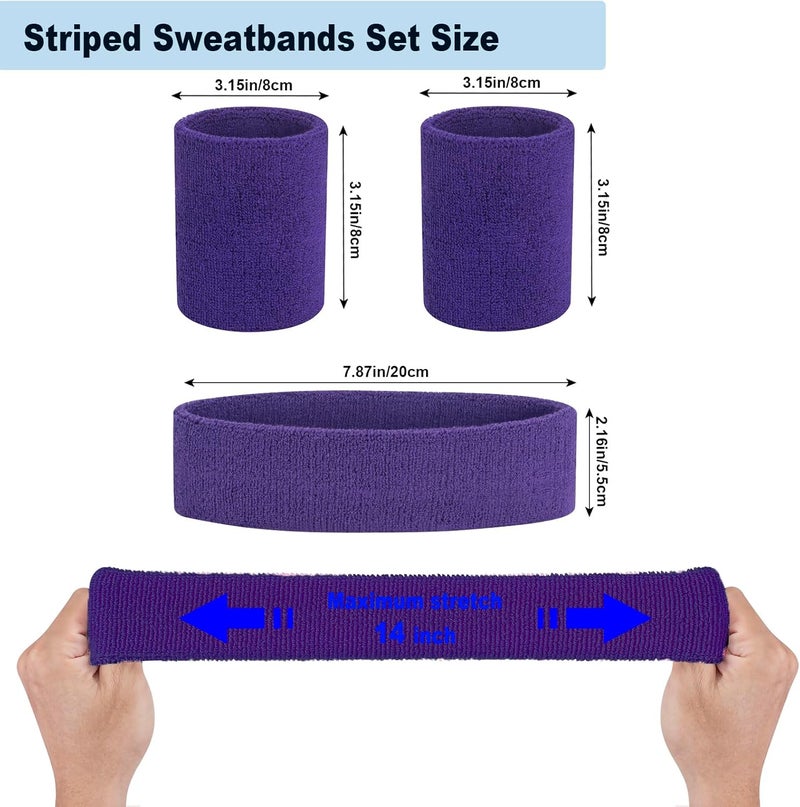 FACATH Sweatbands Headband and Wrist Set, Cotton Sweat Band for Athletic Men and Women, Sweatbands Sports Headbands for Working Out, Running, Basketball, Tennis, Yoga - Image 3